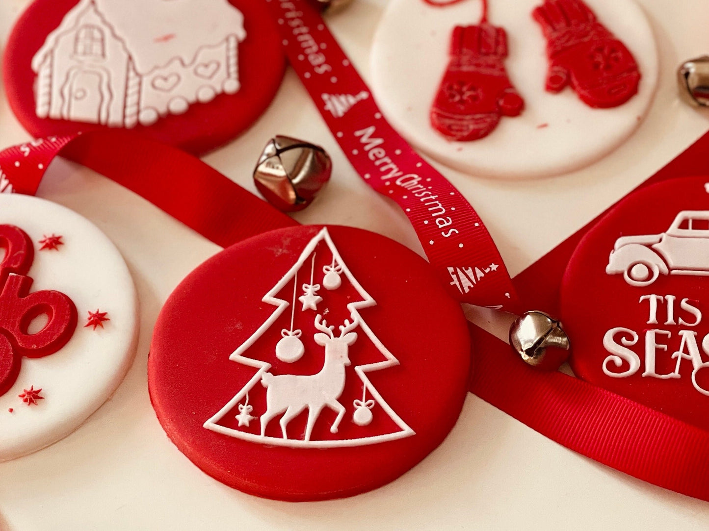Christmas tree and reindeer debosser. Fondant / cookie debosser
