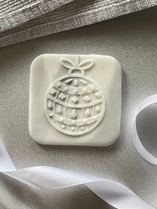 Christmas patterned bauble. Christmas debosser.