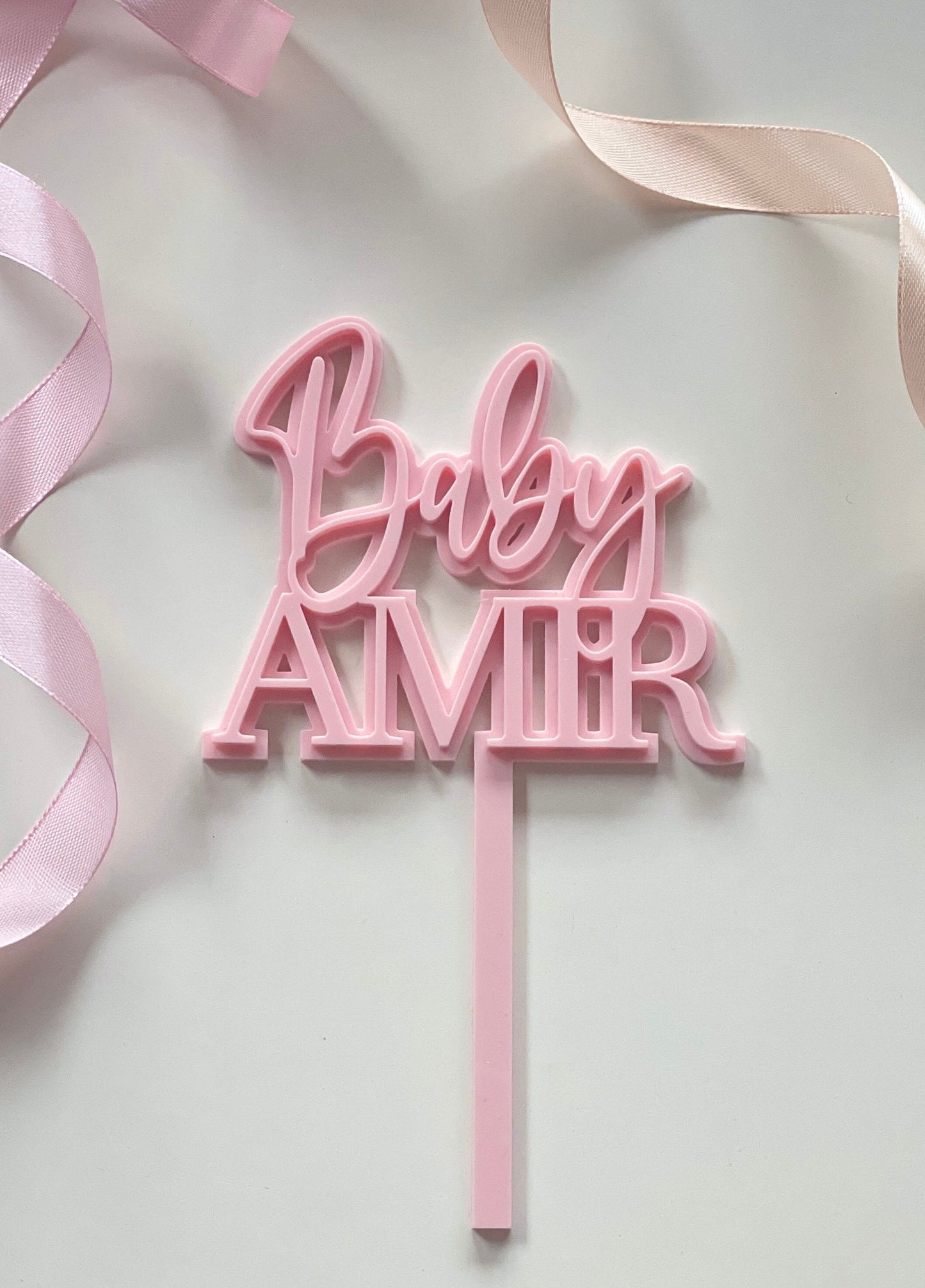 Baby Name cake topper. Acrylic. Double layered.