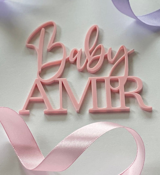 Baby Name cake charm. Acrylic.
