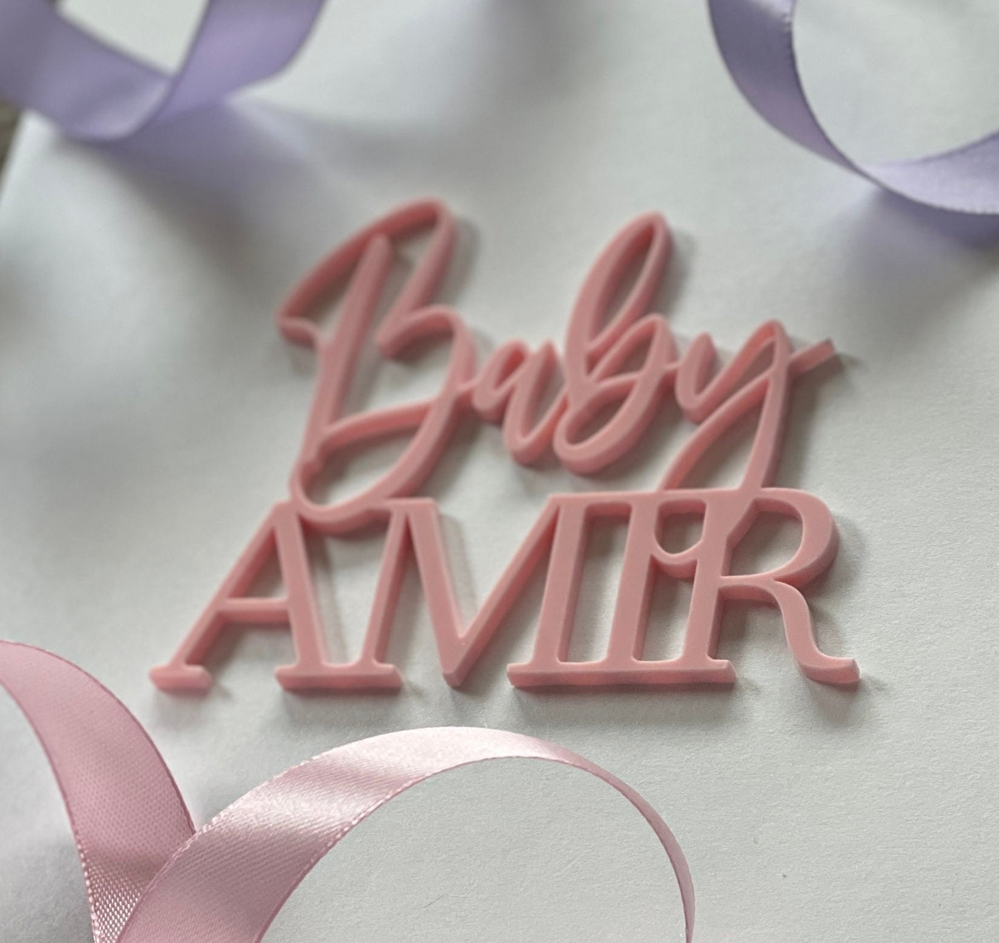Baby Name cake charm. Acrylic.