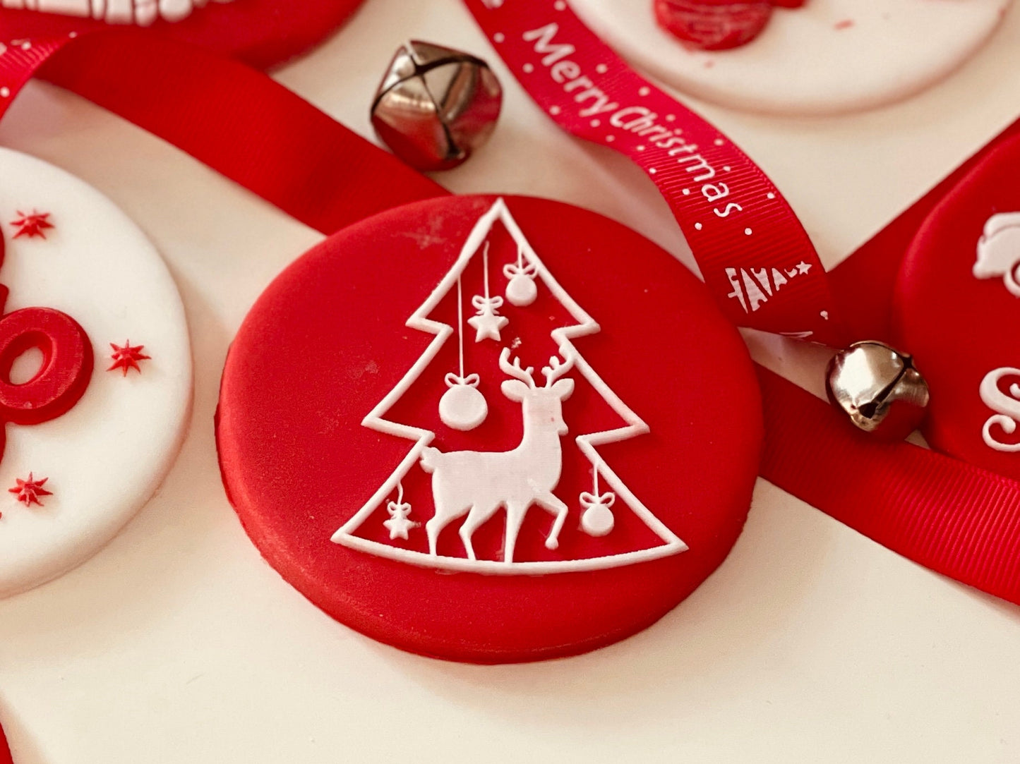 Christmas tree and reindeer debosser. Fondant / cookie debosser
