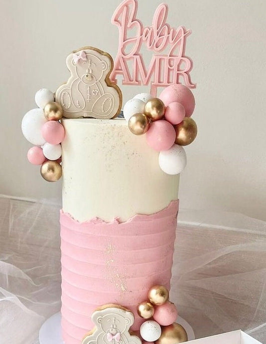 Baby Name cake topper. Acrylic. Double layered.