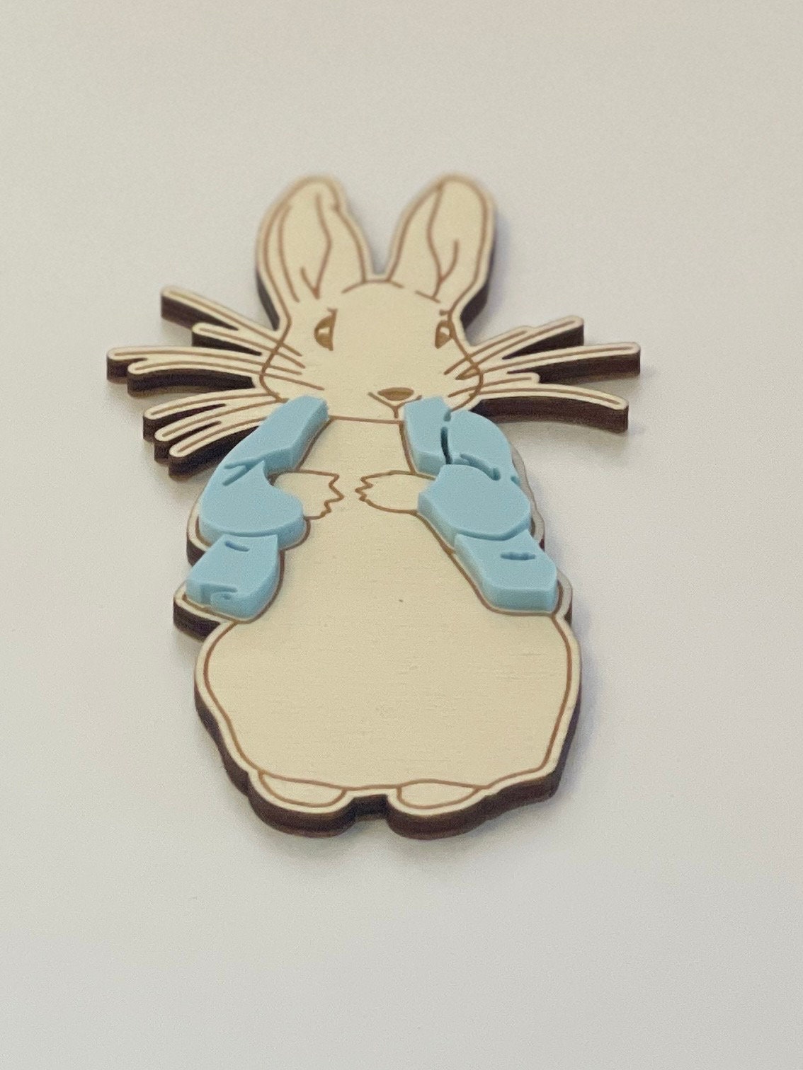 Wooden Rabbit cake topper set.