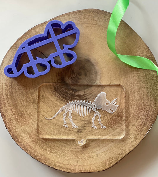 Dinosaur skeleton debosser and cutter. Dinosaur pattern debosser.