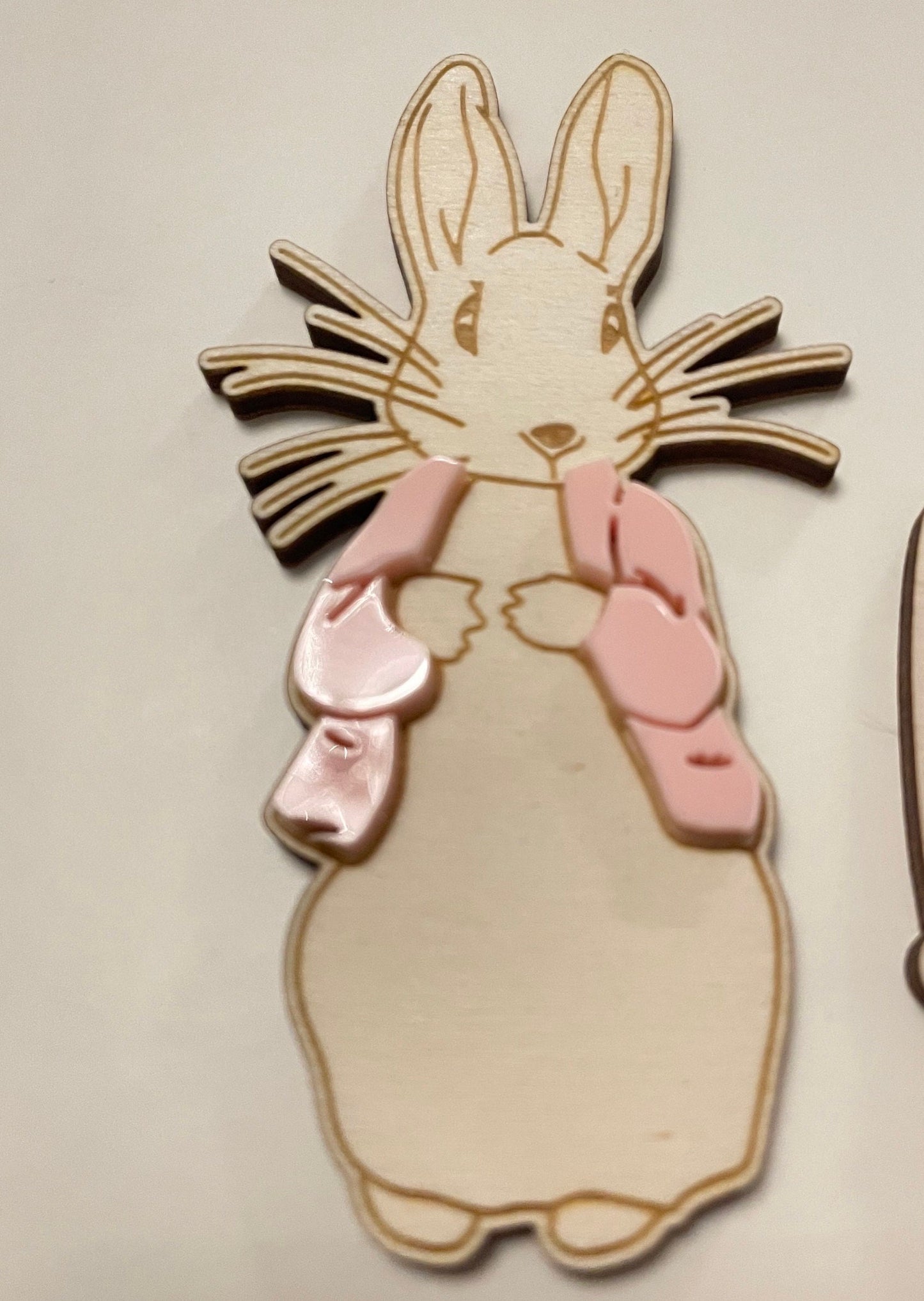 Wooden Rabbit cake topper set.
