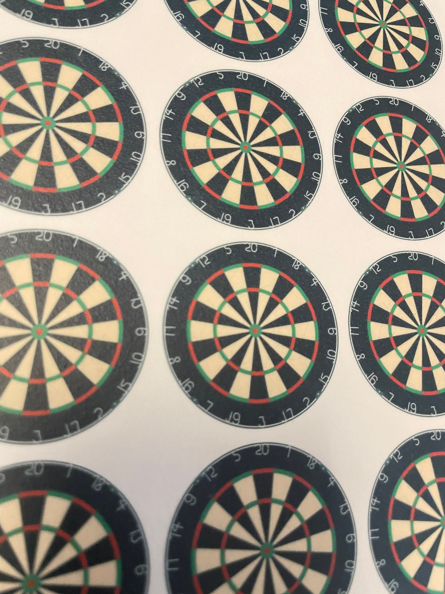 Edible dartboard cupcake toppers.