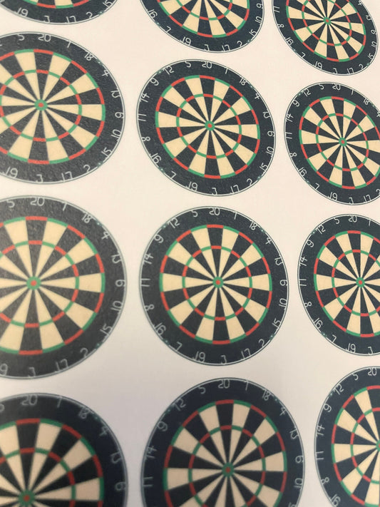 Edible dartboard cupcake toppers.