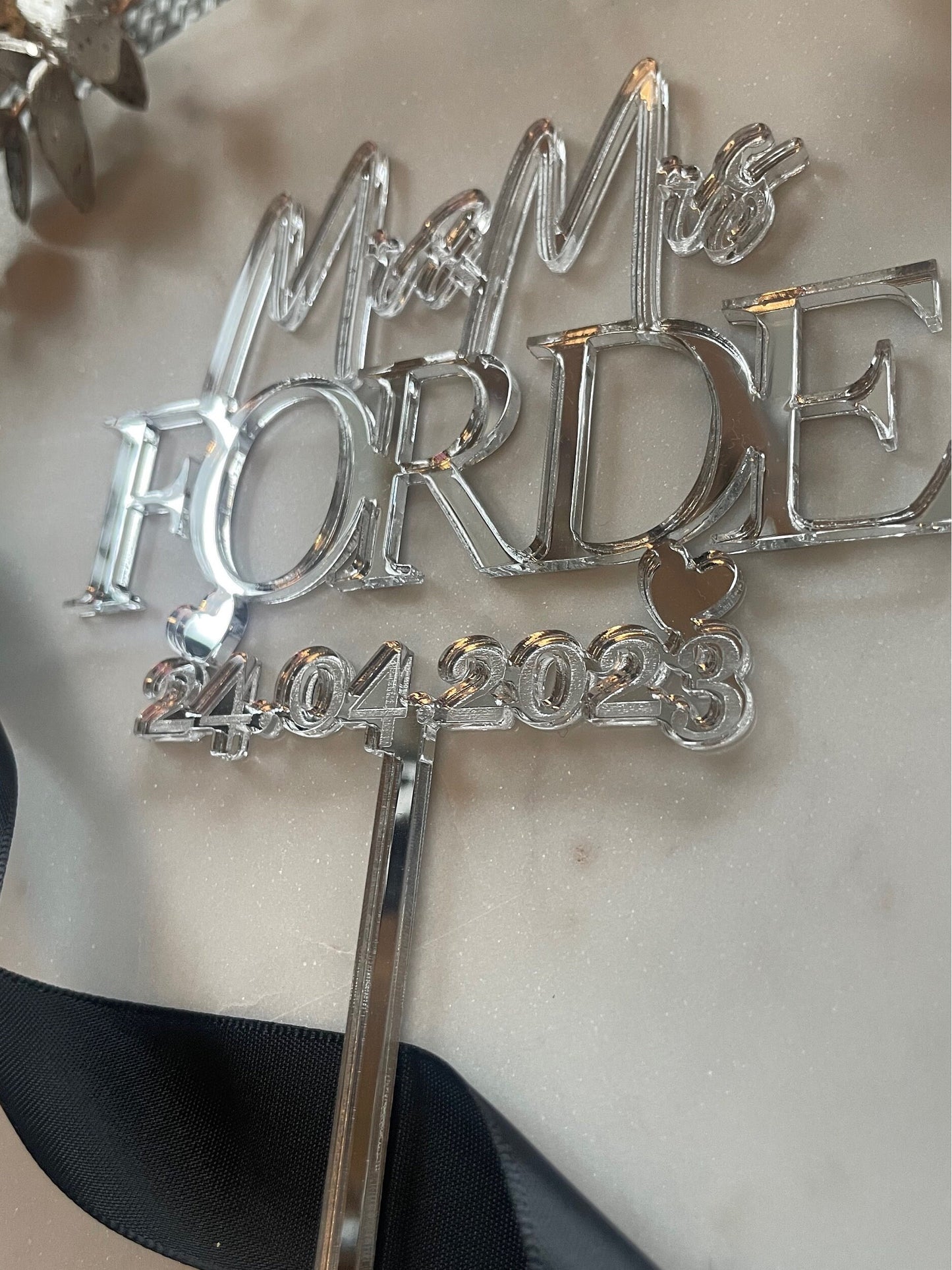 Wedding cake topper. Mr and Mrs Name and weddding date cake topper. Mr and Mr. Mrs and Mrs.