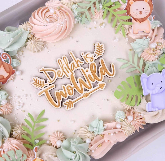 Two wild cake charm. Baby wooden animals
