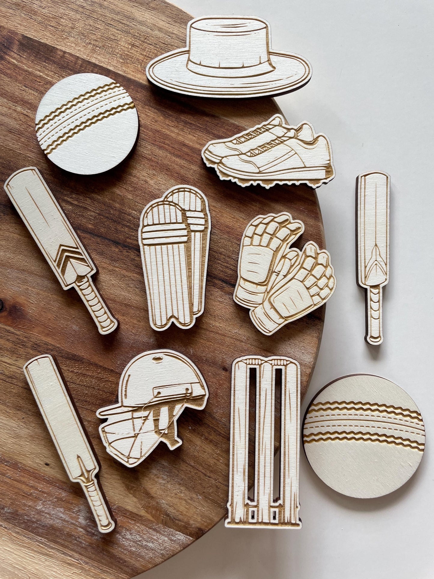 Cricket Cake Topper Charm  Set. Wood Engraved Charms.