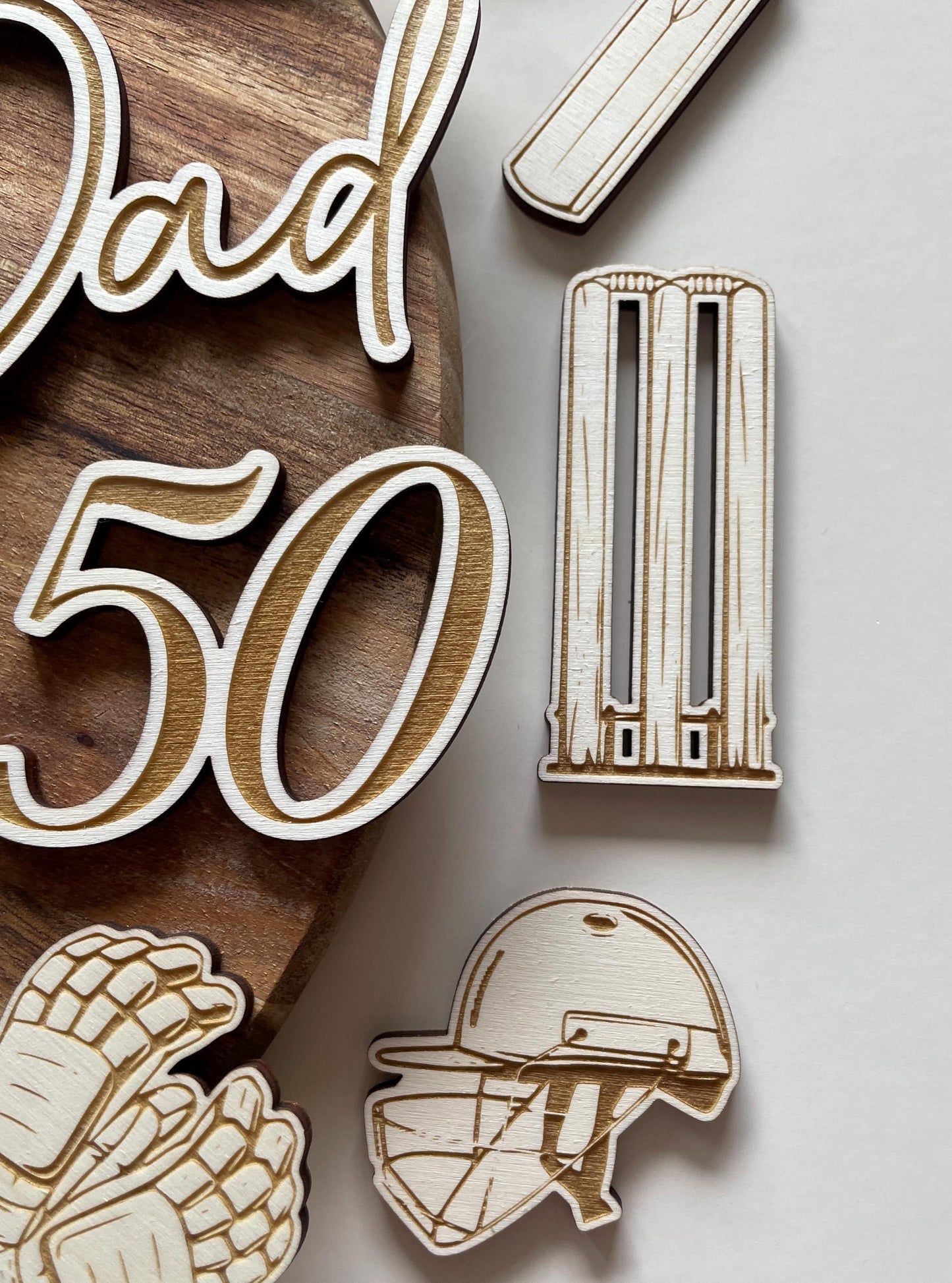 Cricket Cake Topper Charm  Set. Wood Engraved Charms.