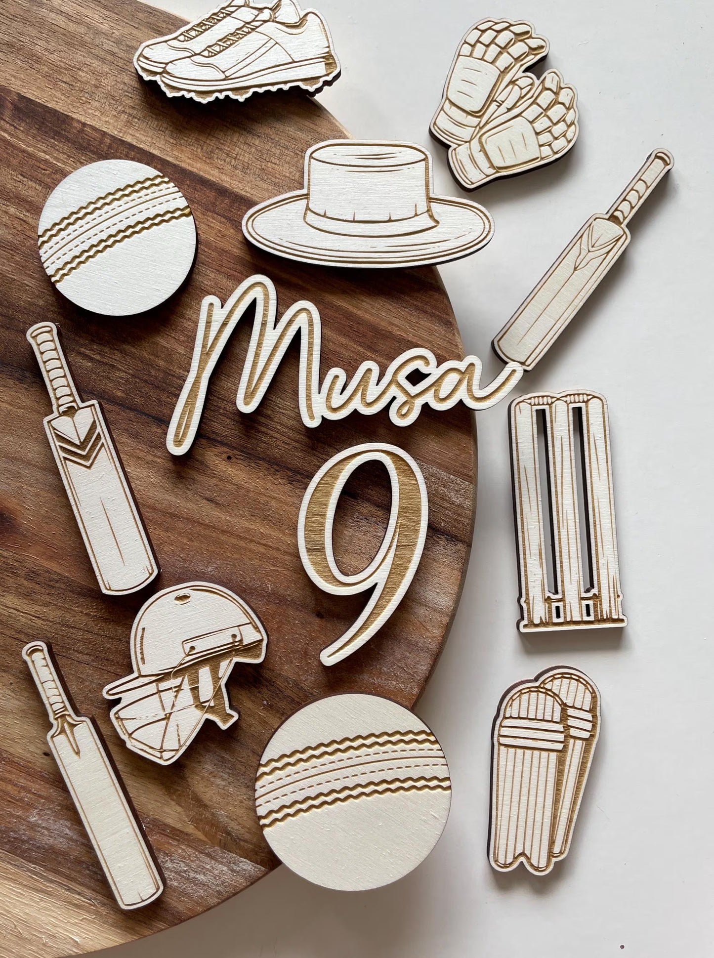 Cricket Cake Topper Charm  Set. Wood Engraved Charms.