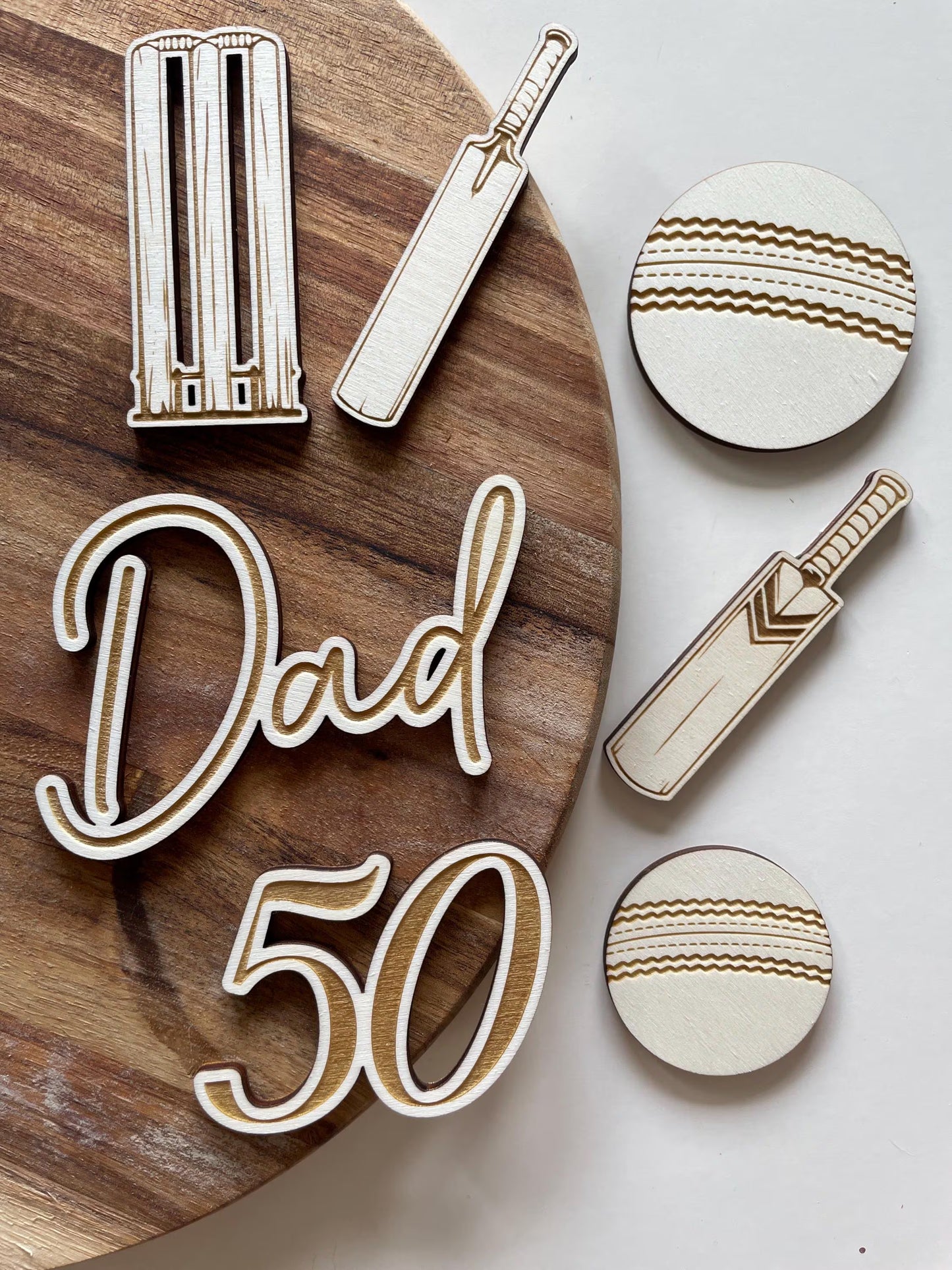 Cricket Cake Topper Charm  Set. Wood Engraved Charms.