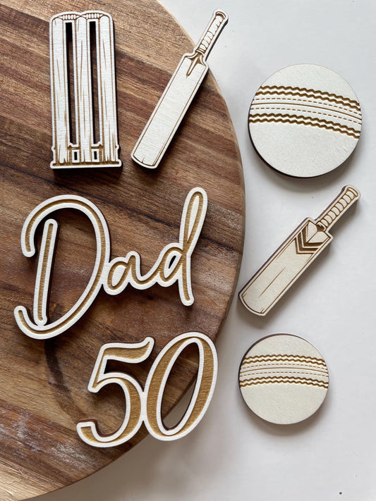 Cricket Cake Topper Charm  Set. Wood Engraved Charms.