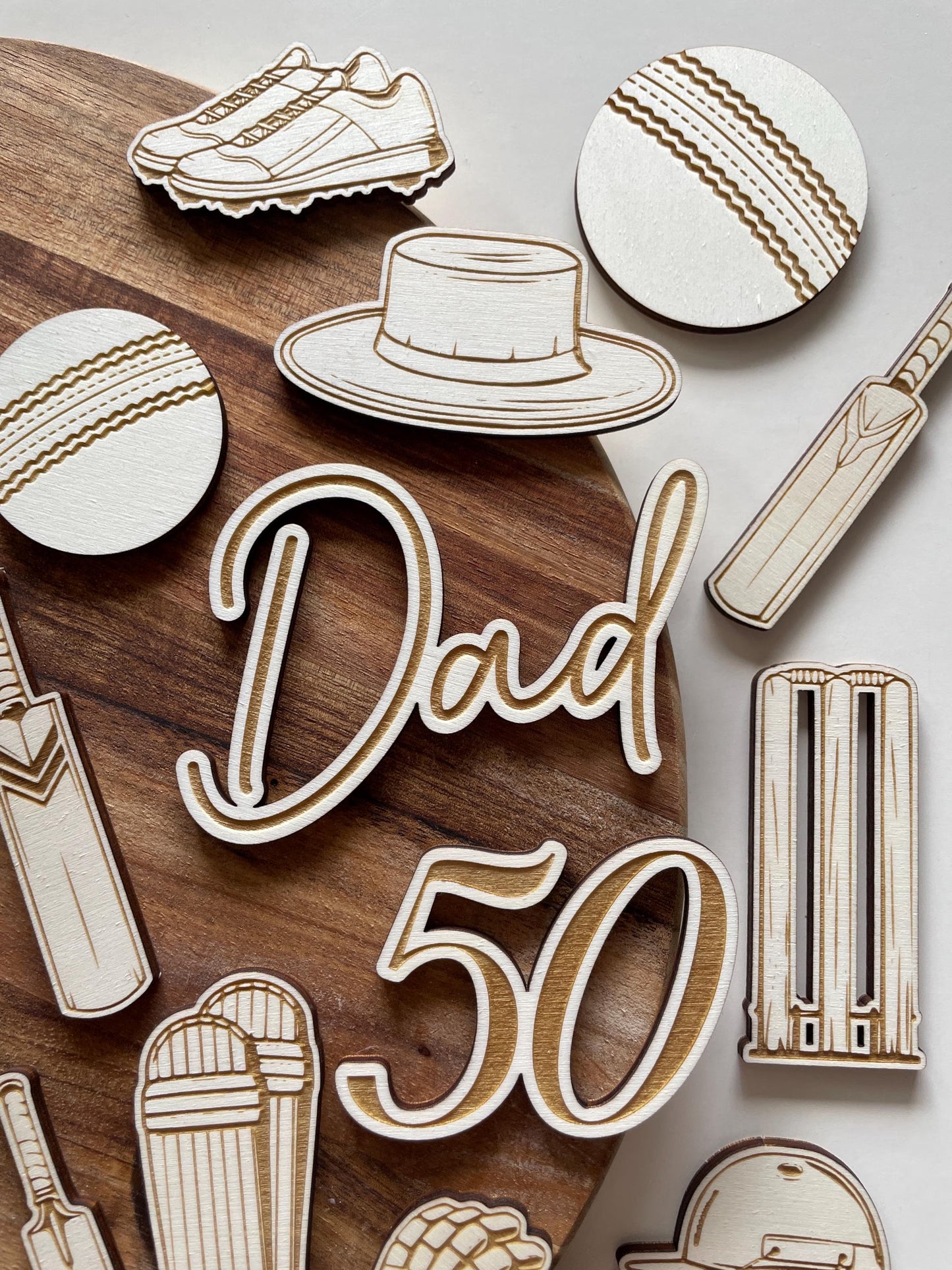Cricket Cake Topper Charm  Set. Wood Engraved Charms.