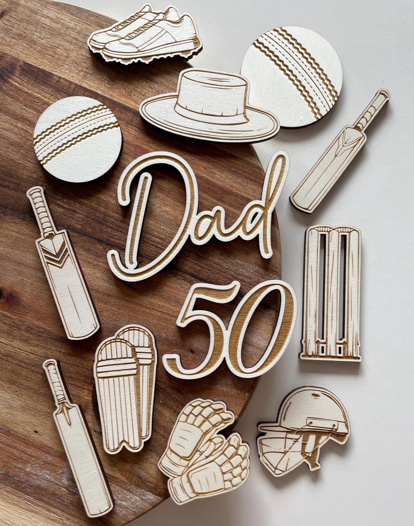 Cricket Cake Topper Charm  Set. Wood Engraved Charms.