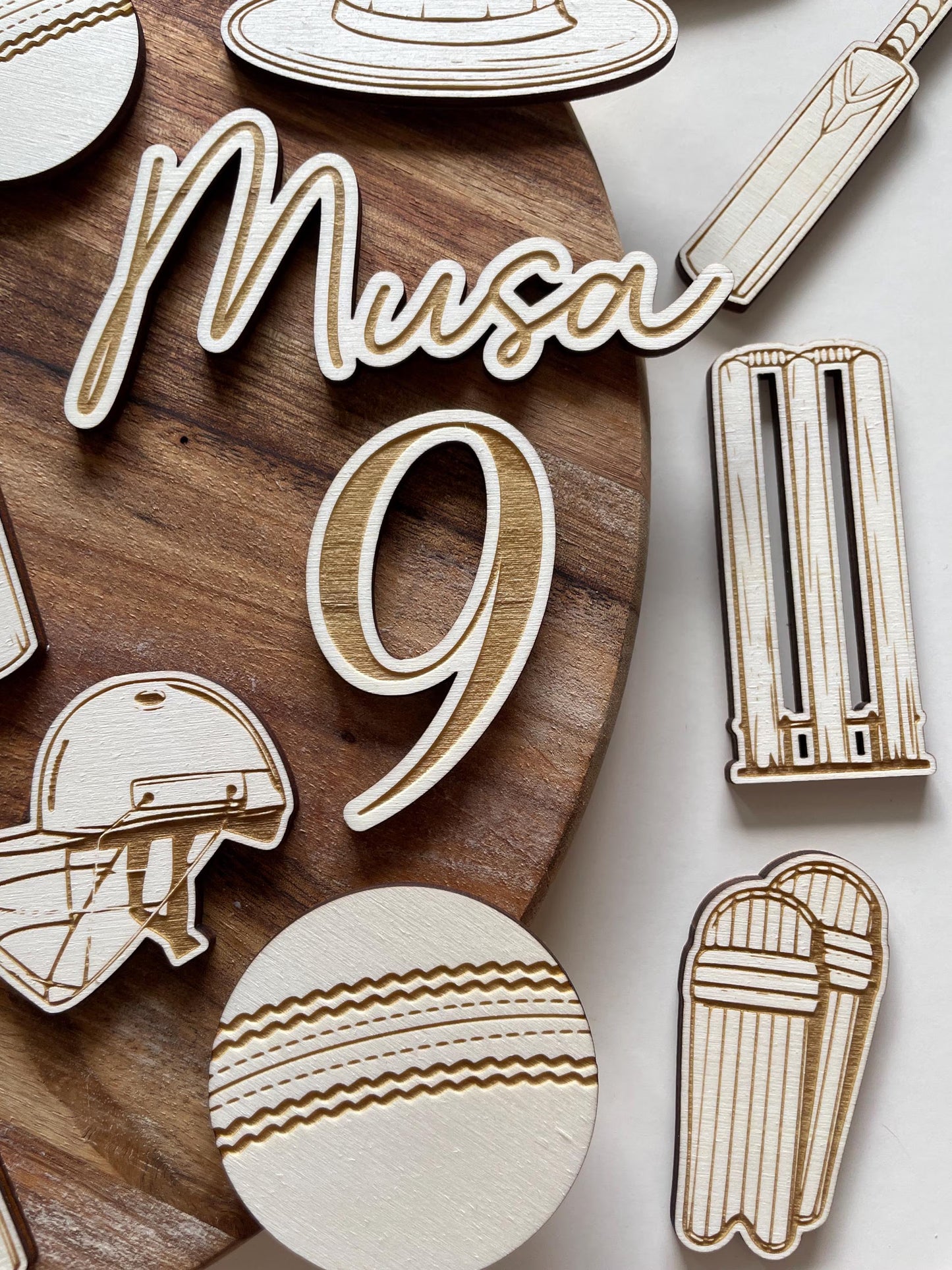 Cricket Cake Topper Charm  Set. Wood Engraved Charms.
