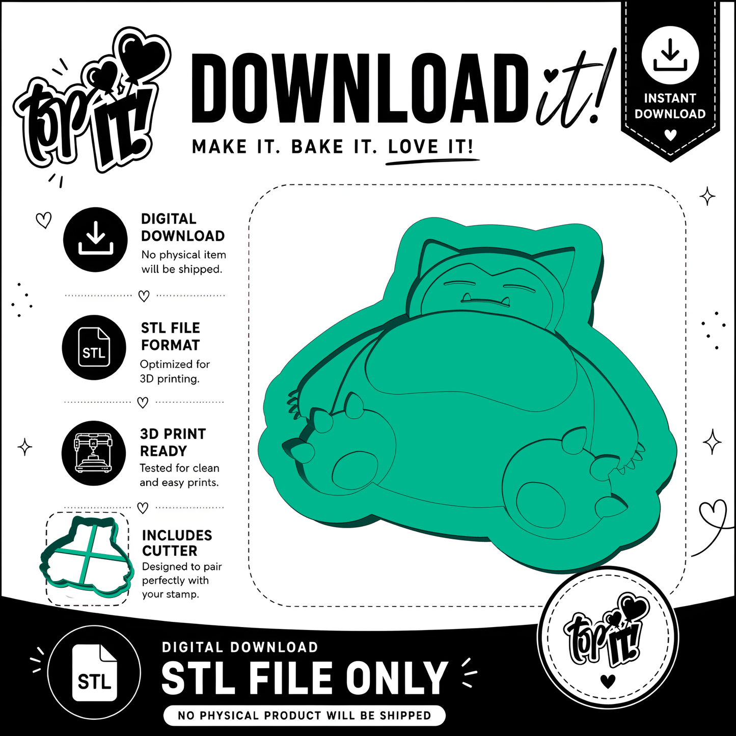 Snorlax Pokemon | Embosser And Cutter STL File